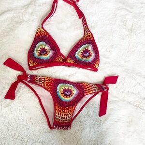 Latin Angel red crochet bikini swimsuit size M